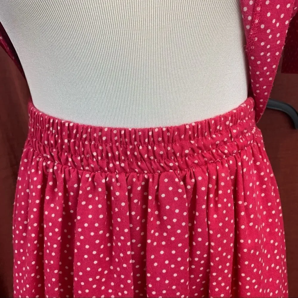 Vintage two piece pink micro polka dot skirt set